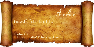 Aszódi Lilla névjegykártya